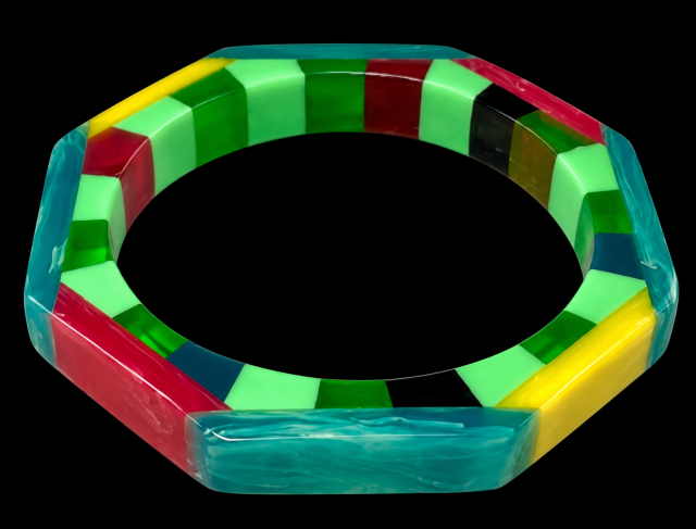 Shultz multicolor narrow octagon bakelite bangle